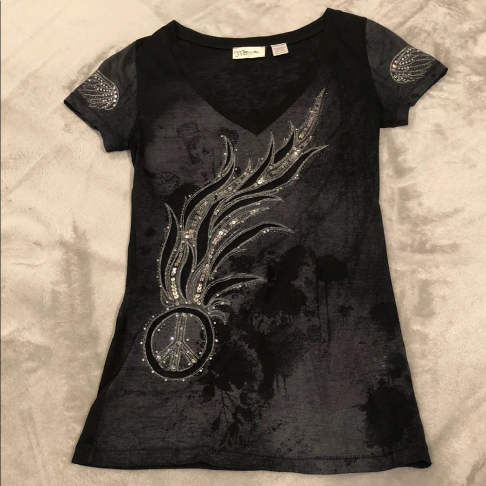 Embellished peace sign Miss Me top